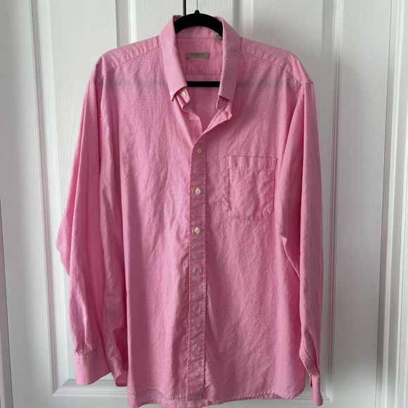 Burberry London Shirt Size XL Men Collared Long Sleeve Button Up Pink Plaid - Picture 2 of 9